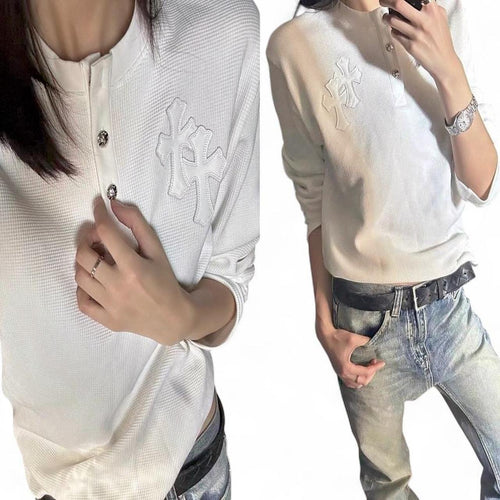 FREE SHIPPING] CĦ HENLEY BUTTON UP | check bio + dm for color/size